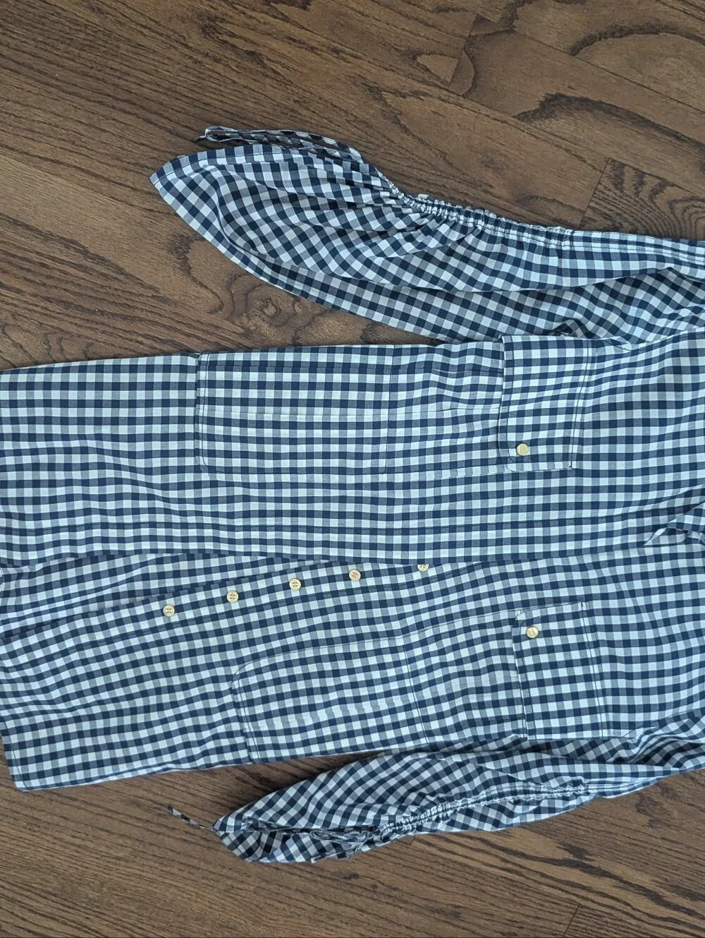 Tory Burch Striped Cotton Shirt With Chest Pocket Plaid Gray Size Small